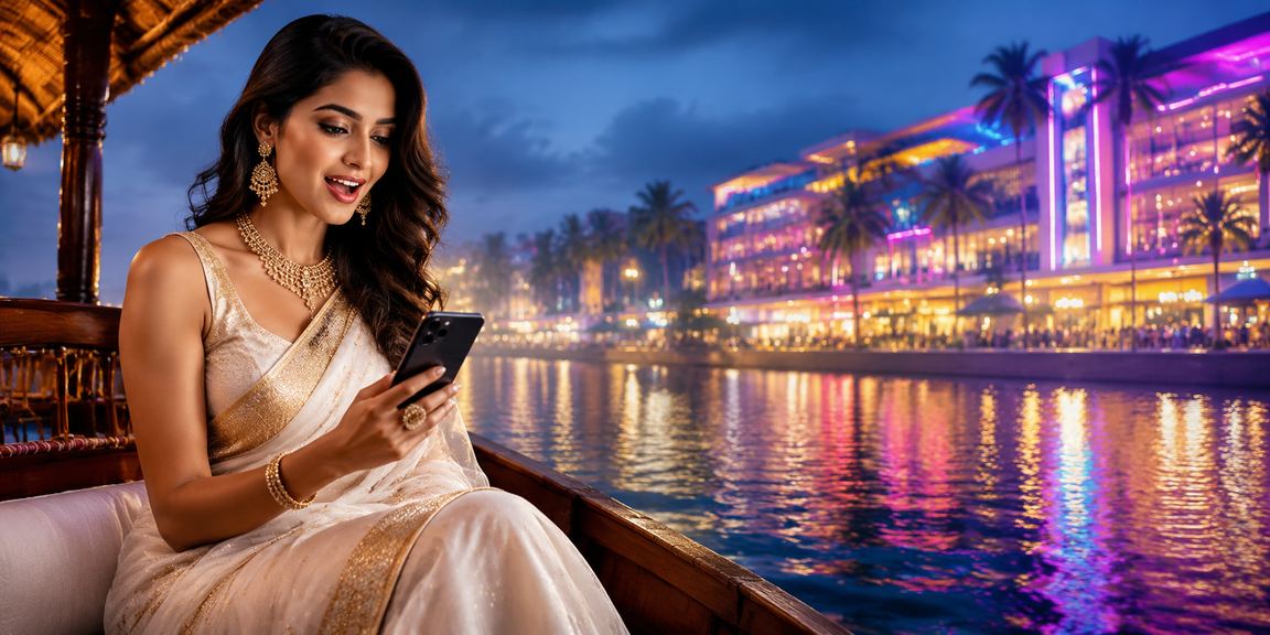 Serene Kerala backwaters with local lottery tickets in hands